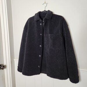 ZARA Black Sherpa Teddy Snap Jacket